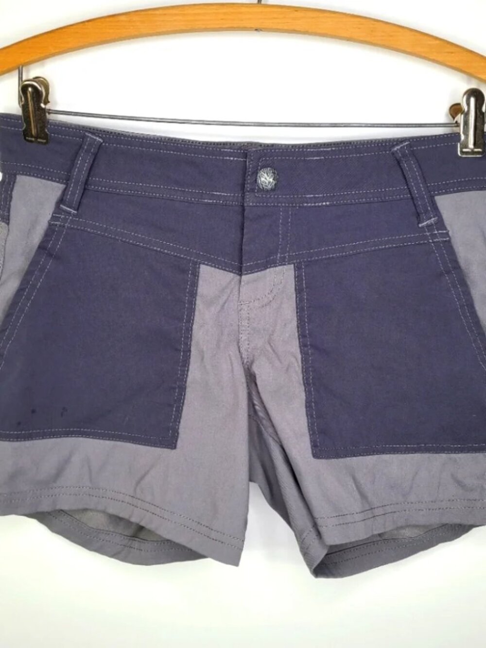 Prana Asha Gray Colorblock Two Tone Shorts with stretch Sz 2